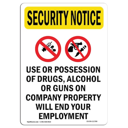 OSHA SECURITY NOTICE, 10 Height, 14 Width, Aluminum